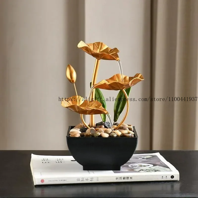 Home Wrought Iron Flowing Water Fountain Office Desktop Flowing Water Ornaments Creative Home Decorations Traditional Fengshui