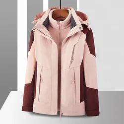 Winter 3-in-1 Jacket Hiking Camping Skiing Warm Coat Fleece Set Removable Windproof Waterproof Warm Thick Ski Work Clothes