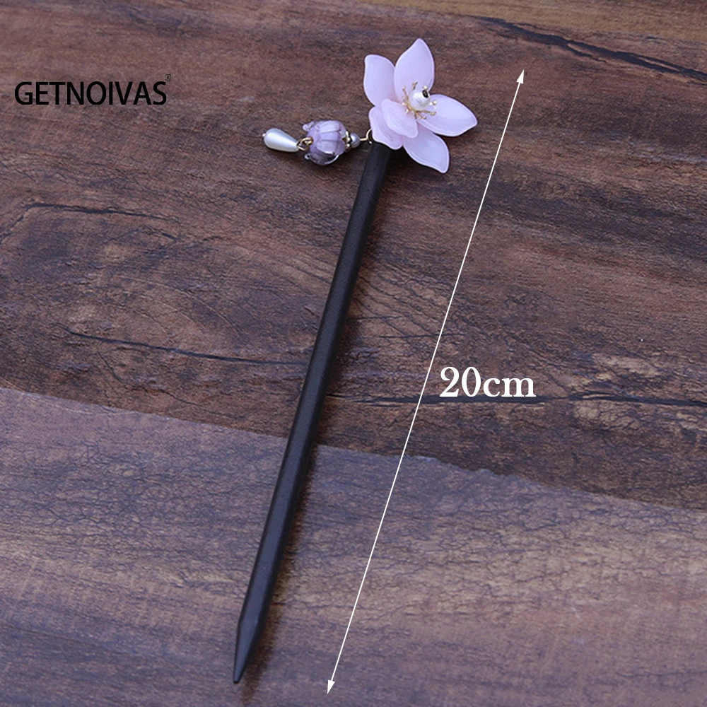 Vintage Wooden Hair Stick Chinese Style Flower Hairpin With Tassel Elegant Hair Clip Headband Hair Accessories Hairpins Gift SL