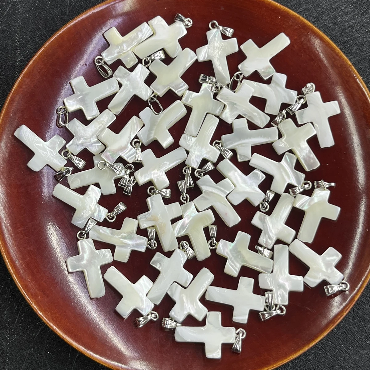 5pcs/pack 15x20mm Cross-Shaped Pendant Natural Shell Semi-Finished Charms for Jewelry Making DIY Necklace Earrings Accessories