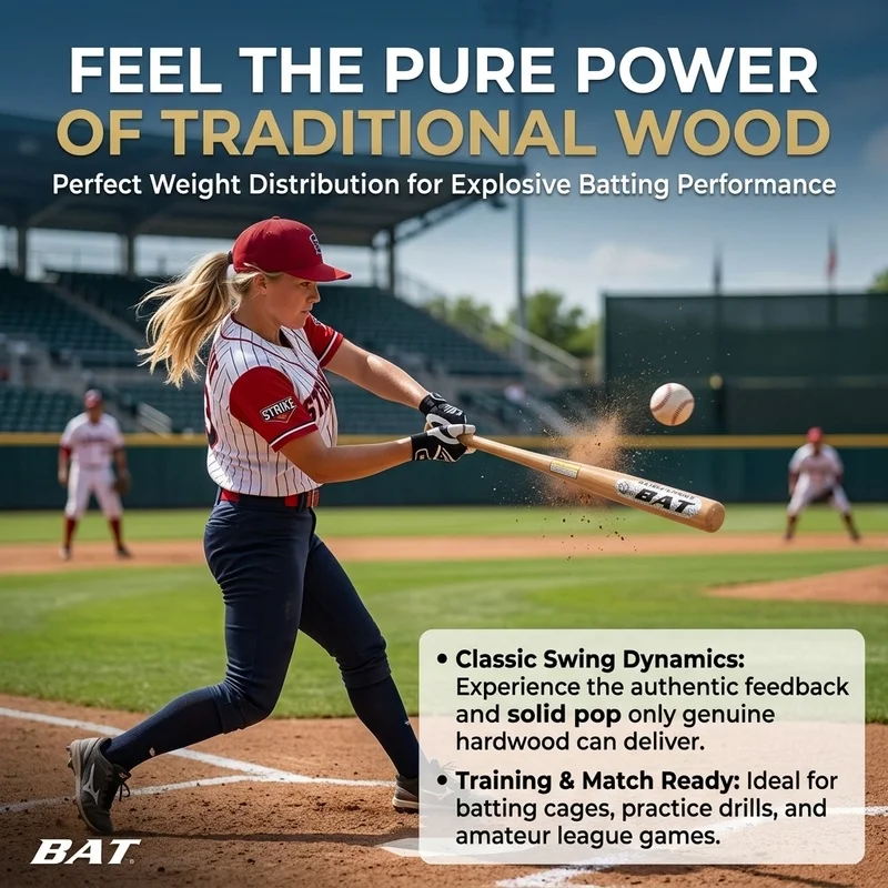 Wooden Baseball Bat 33 Inch Solid Wood Baseball Training Bat for Practice Fitness Outdoor Sports 54/64/74/84CM Custom Length