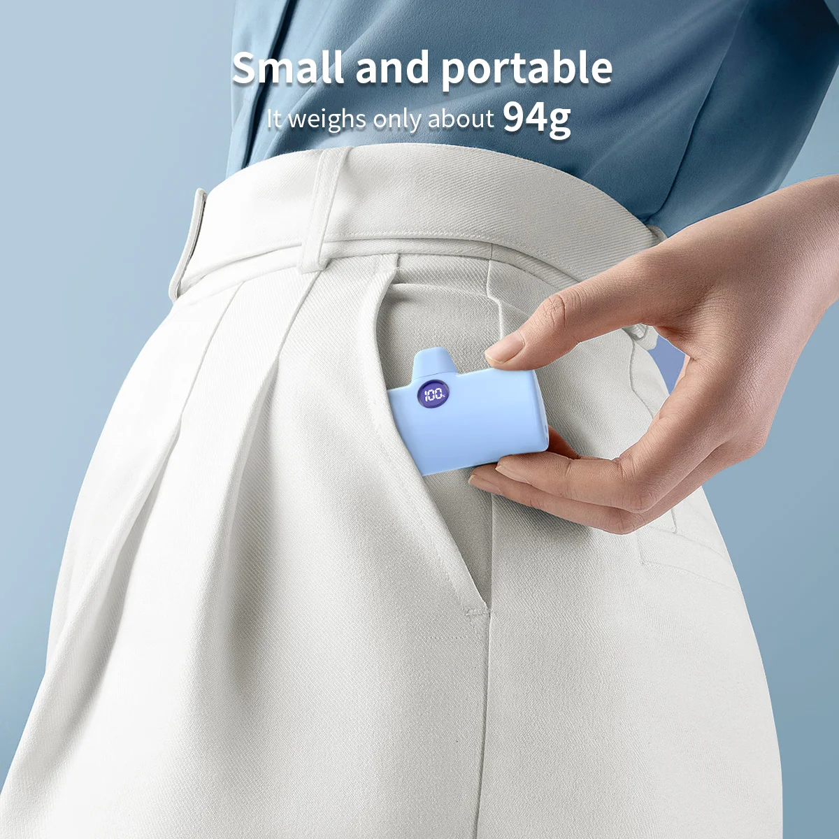 Мини-портативное зарядное устройство Power Bank Портативный ЖК-дисплей с быстрой зарядкой емкостью 5000 мАч и аккумулятором Type-C/Lightning Plug