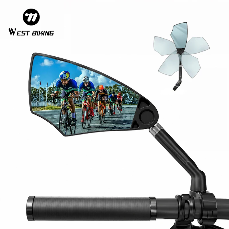 WEST BIKING – rétroviseur de vélo Anti-éblouissement, télescopique, Flexible, grand Angle 360, pour vtt, vélo électrique, Scooter électrique HD