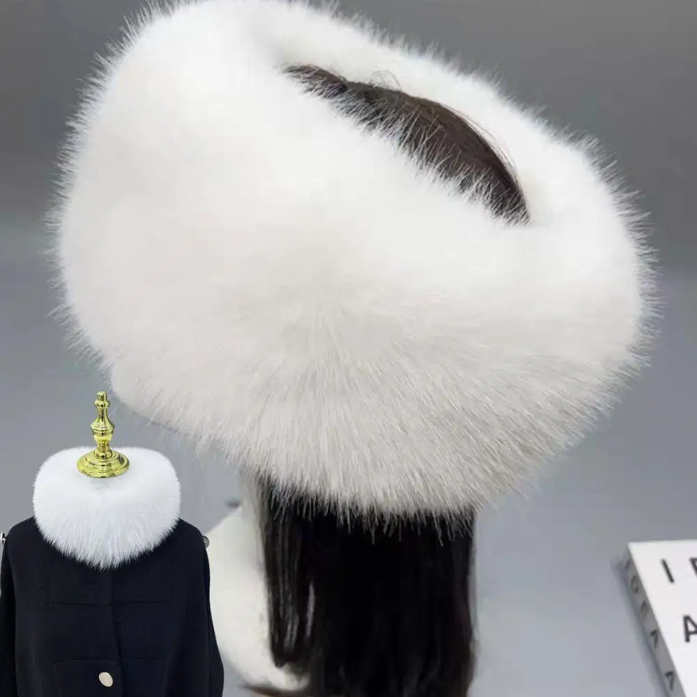 

Solid Color Plush Hat Women Windproof Ear Protect Caps Luxury Women Scarves Russian Hat Bonnet Fashion Bucket Hats Without Top