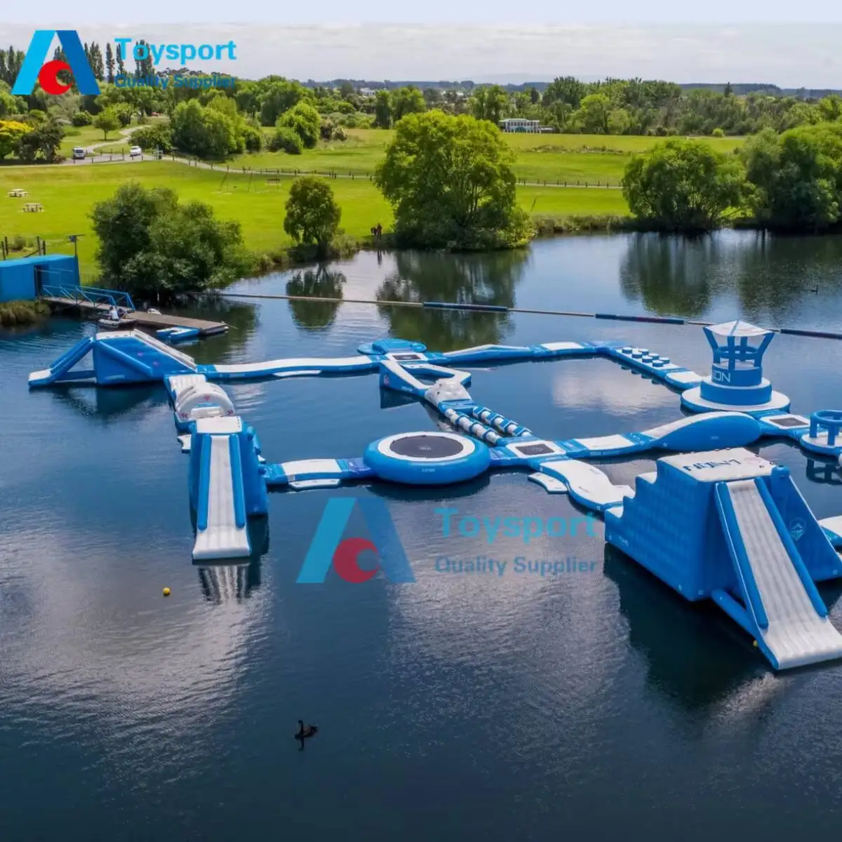 Aqua Inflatable Park With Water Side Inflatable Floating Water Sports Park