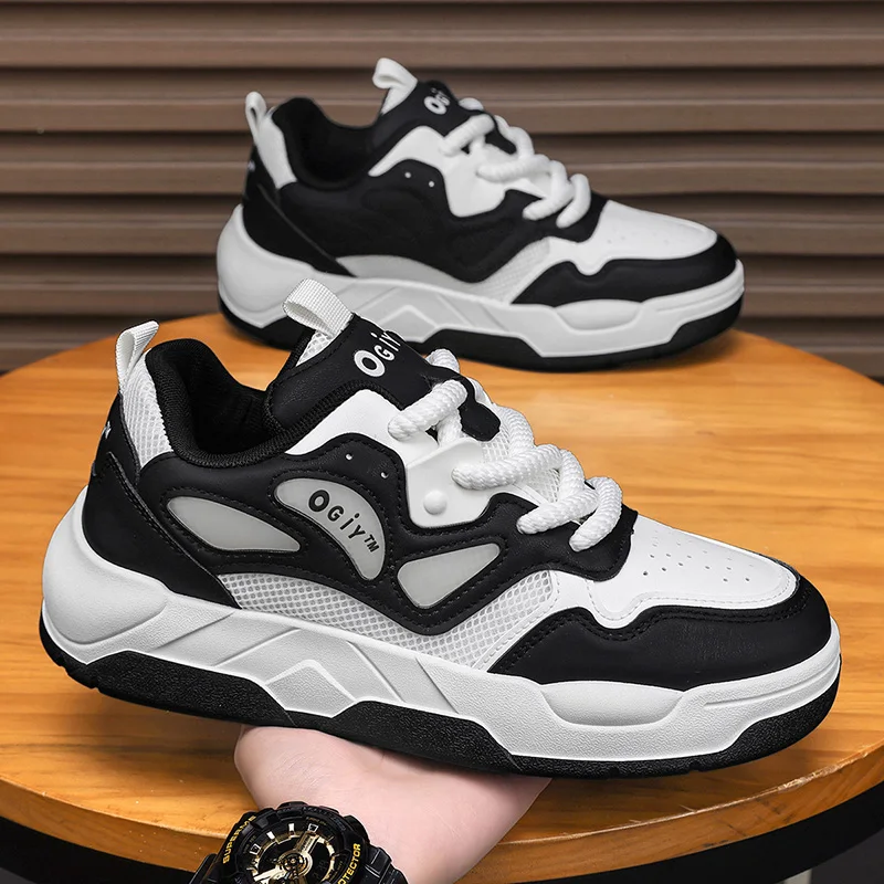 2026 Spring New Trend Men's Thick Sole Casual Shoes Fashion Anti Slip Soft Sneakers Man Outdoor Breathable Mixed Colour Footwear