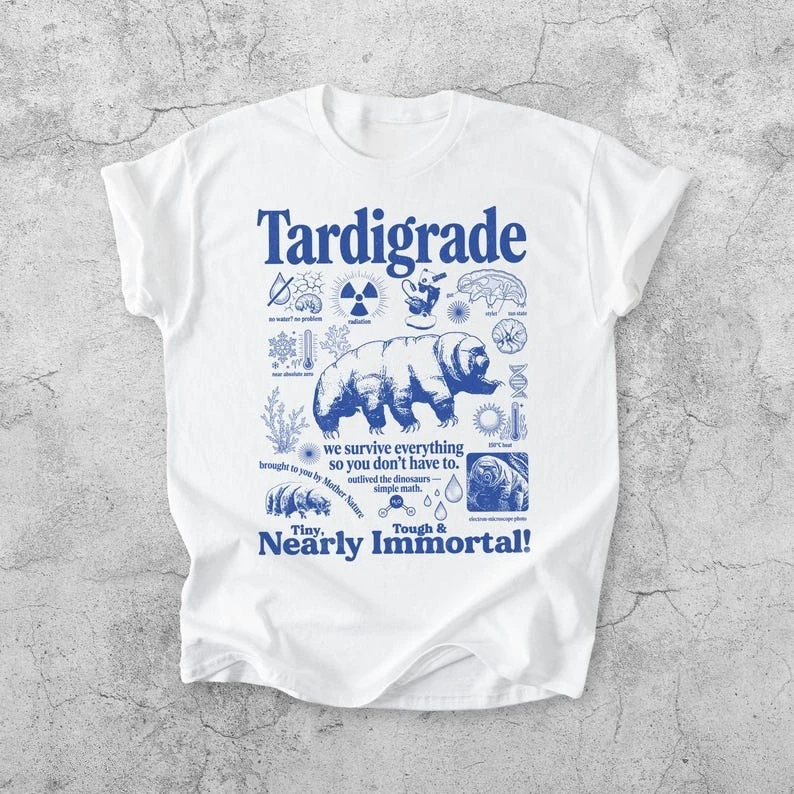 summer Hot Sale Retro Tardigrade Vintage Science T-shirt Y2K Men Women Vintage T-shirt Hip Hop Streetwear Oversized T-shirt