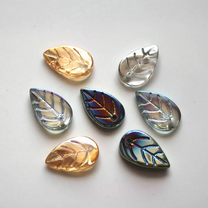 

2023 New Arrivals Tree Leaf Glass Beads 10x18mm Leaves Shape DIY Making Crystal Earing Pendant Jewelry Headwear Accessories