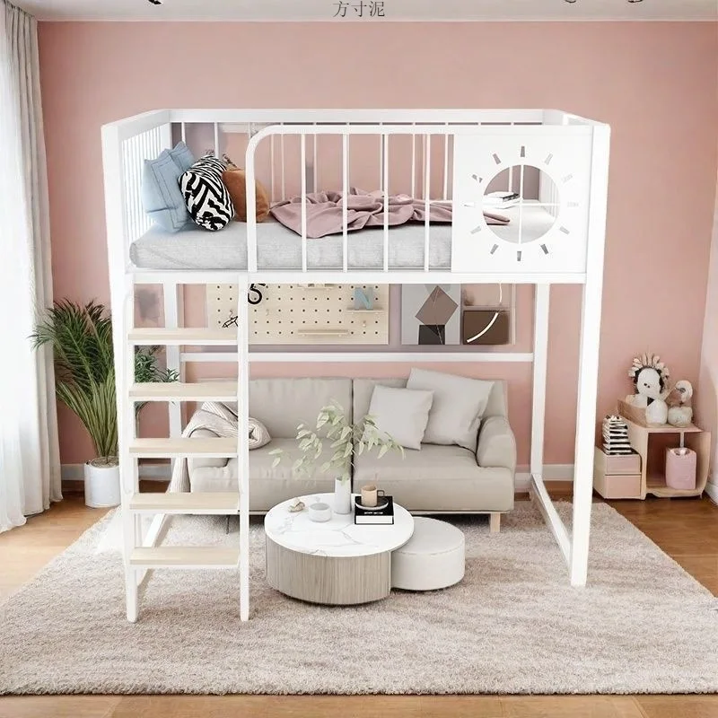 Multifunctional bed space-saving small apartment simple bed table duplex iron frame bed factory