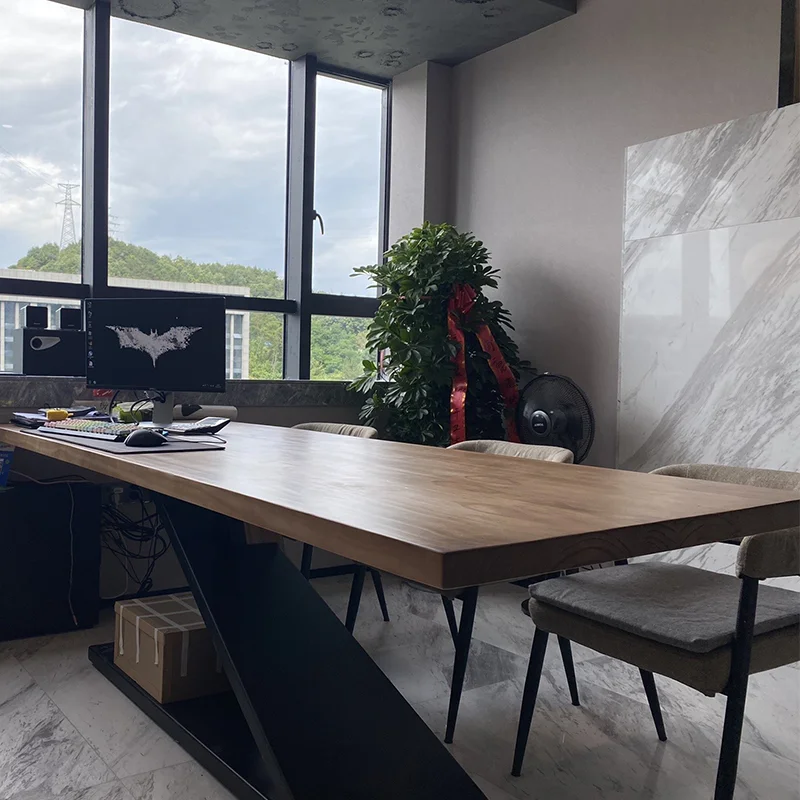 Creative solid wood desk designer boss desk study  log computer  work bench household