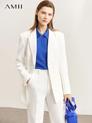 AMII Minimalism 2 Piece Sets Women Outifits 2023 Spring Blazer UV Protection Leisure Jacket High Waist Pants Separately 12240993