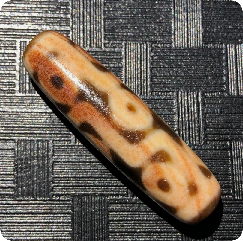 Magic Tibetan Old Agate 9Eye Cinnabar Totem dZi Bead 12*44mmC2051