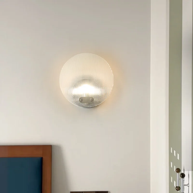 Modern Led Wall Lamps Stripe Round Glass Light Nordic Indoor Lighting Fixture Living Room Study Cafe Bedroom Restaurant Sconces