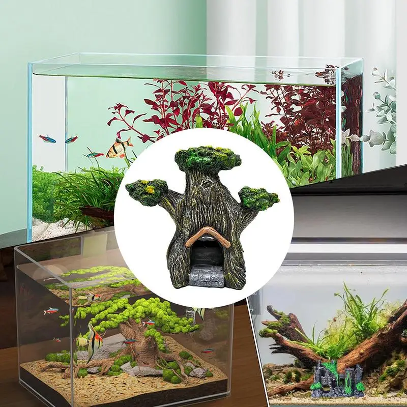 Simulatie Hars Aquarium Ornamenten reptiel decoratie boomwortel huis Gebroken pijpen Stevige realistische aquariumaccessoires