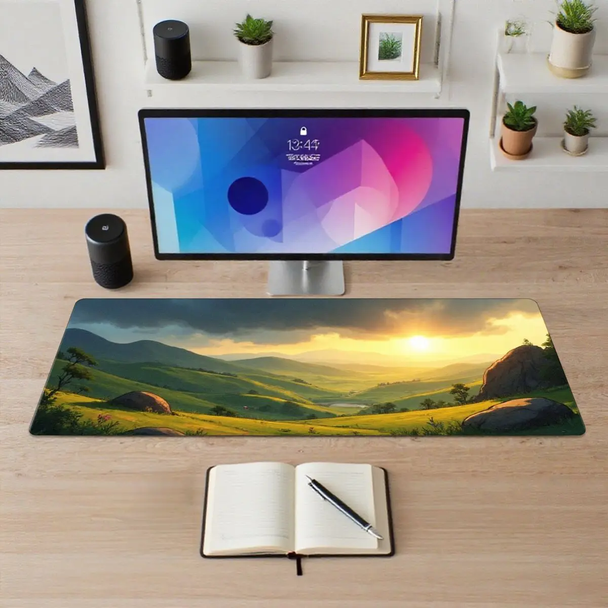 

Natural Scenery Mouse Desk Pad Wide Size Sunset Valley Non-Slip for Office Gaming Study Enhance Efficiency Ideal Gift