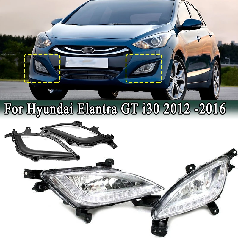 For Hyundai Elantra GT i30 2012-2016  LED Front Bumper Fog Lamp / Fog Lamp Frame Cover Bezel 92201A5100 92202A5100