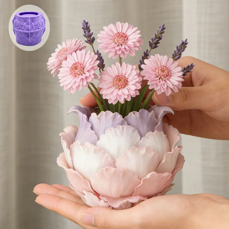 

Силиконовая форма в форме лепестков пиона 3D, для создания романтического уголка на вашем рабочем столе или в интерьере, в стиле DIY, для изготовления цементного цветочного горшка в стиле легкой роскоши.