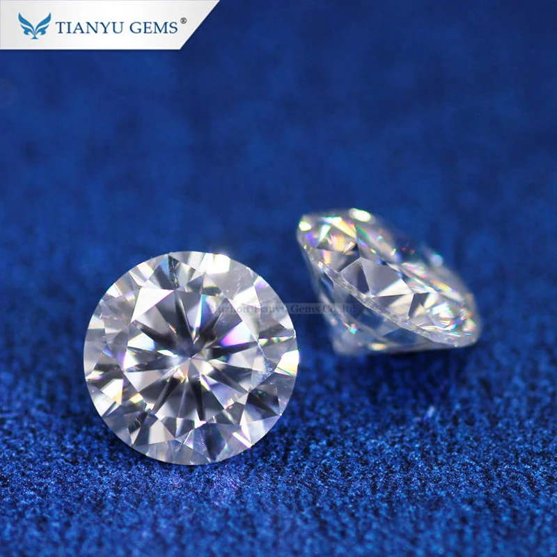 Tianyu Gems Round Cut Loose Moissanite Diamond D Color 0.5ct-3ct Lab Created Diamonds Custom Gemstone for Jewelry Making