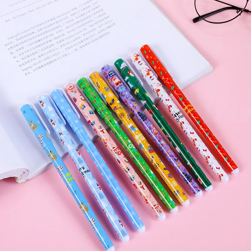 60 pcs/lot Creative Christmas Gel Pen Set Cute 10 Colors Drawing Pens Office School Writing Supplies Stationery Kids Gift Xmas