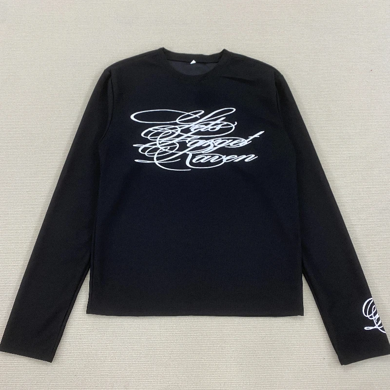 Long sleeved men's and women's knitted round neck T-shirt, loose and versatile, suitable for street trendsetters