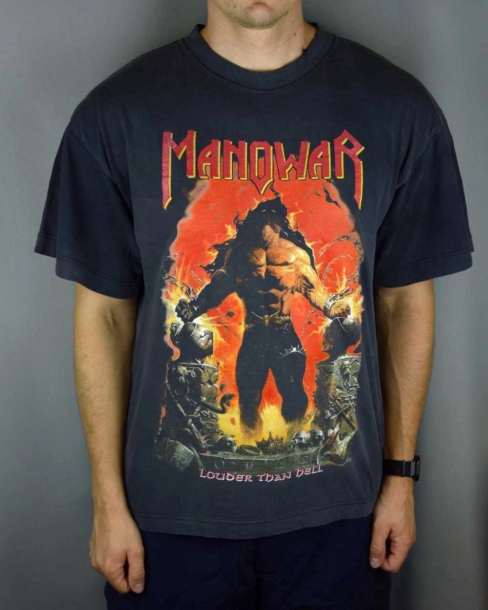 Camiseta vintage vintage Manowar dos anos 90, reedição, camisa unissex