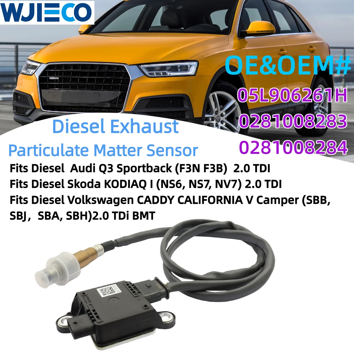 

WJIECO 05L906261H 0281008283 0281008284 Particulate Matter Sensor Compatible with VW High quality PM Sensor for Volkswagen