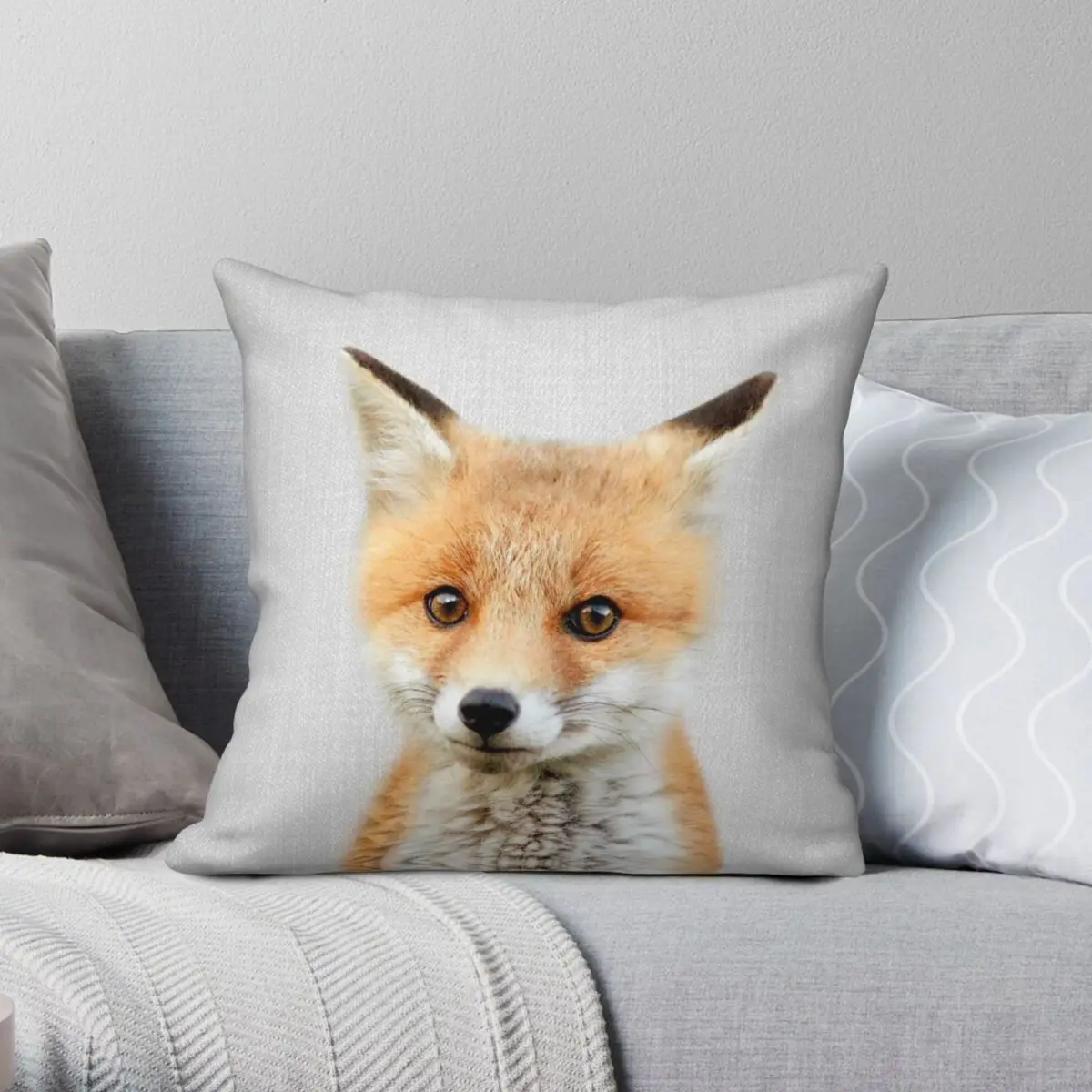 Baby Fox Colorful Square Pillowcase Polyester Linen Velvet Pattern Zip Decor Throw Pillow Case Car Cushion Cover