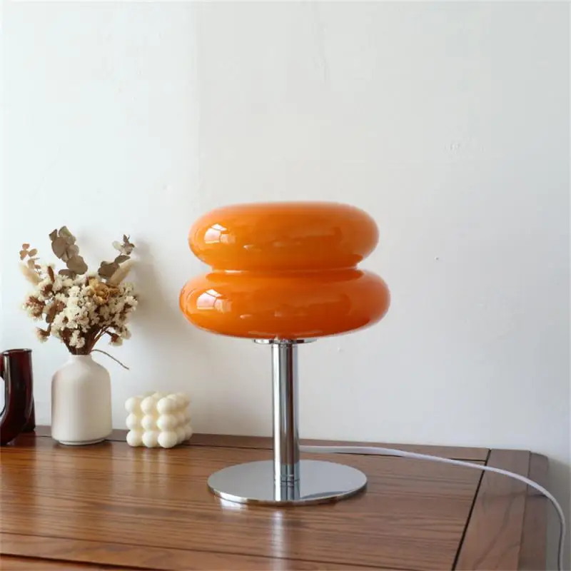 

Macaron Glass Table Lamp Trichromatic Dimming Living Room Atmosphere Lamps Eye Protection Night Light Girl Bedroom Bedside Decor