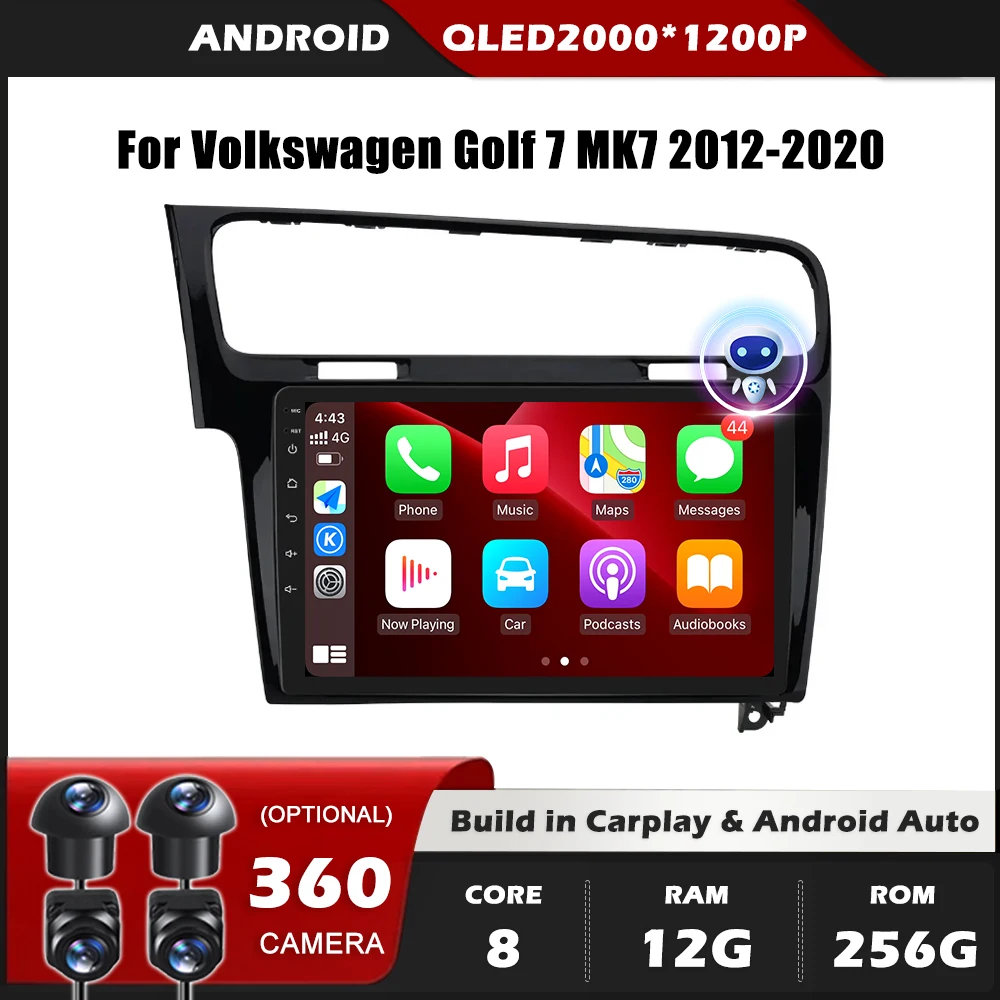 

Car Radio Carplay For Volkswagen Golf 7 MK7 2012-2020 LHD Navigation GPS Android Auto Screen Stereo No 2din DVD 5G Wifi BT DSP