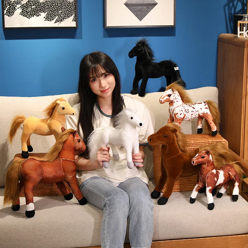 Adorável simulação cavalo brinquedos de pelúcia animais super macio travesseirokawaii bebê conforto bonecas halloween presente de ano novo para meninos meninas