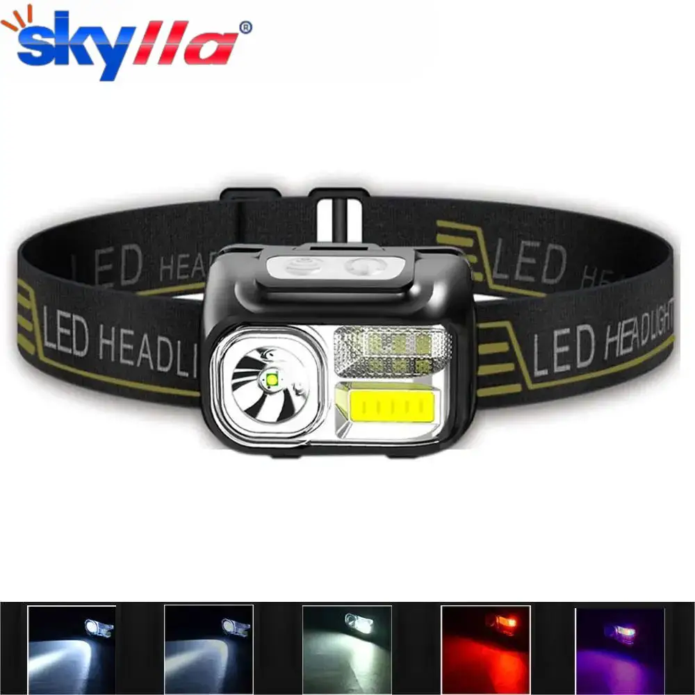 

9 Light Modes LED Headlamp Rechargeable Powerful Head Lamp Built-in Battery Outdoor Camping Headlight Head Flashlight Head Light