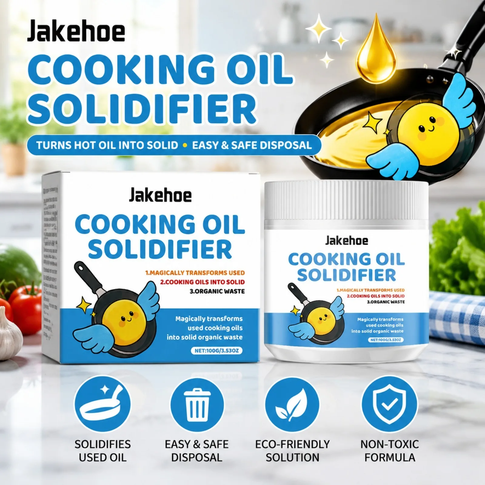 Cooking Oil Solidifier Powder Prevents Clogged Drains Turns Used Fryer Oil Into Solid Disposal For Home Restaurant Eco Cleaning