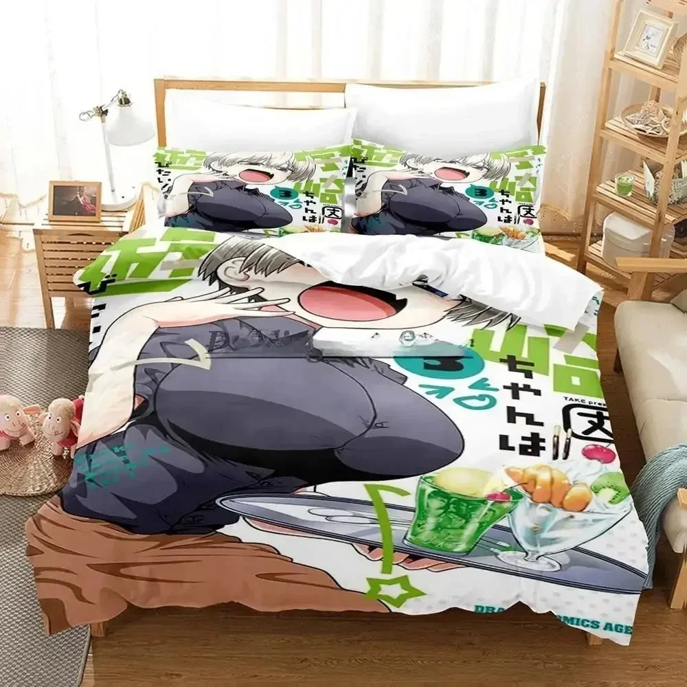 3D Anime Uzaki-chan Wants to Hang Out! Bedding Set Single Twin Full Queen King Size Bed Set Adult Kid Bedroom Duvet cover Sets