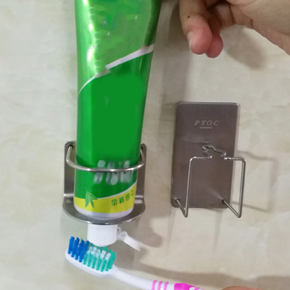 

2Pcs Stainless Steel Toothbrush Holder Wall Mounted Mini Rack Toothpaste Organizer Bathroom Toothbrush Cup Holder