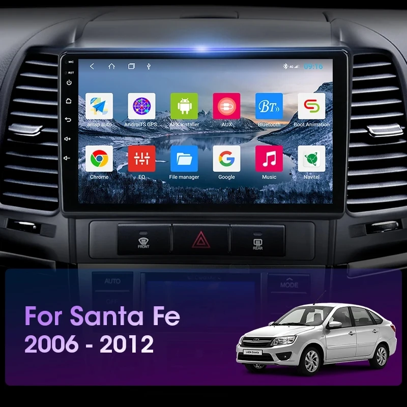 For Hyundai Santa Fe 2 2006-2012 Android Car Radio GPS Navigation 2 Din 4G Multimedia Video Player DVD Carplay Stereo Head Unit