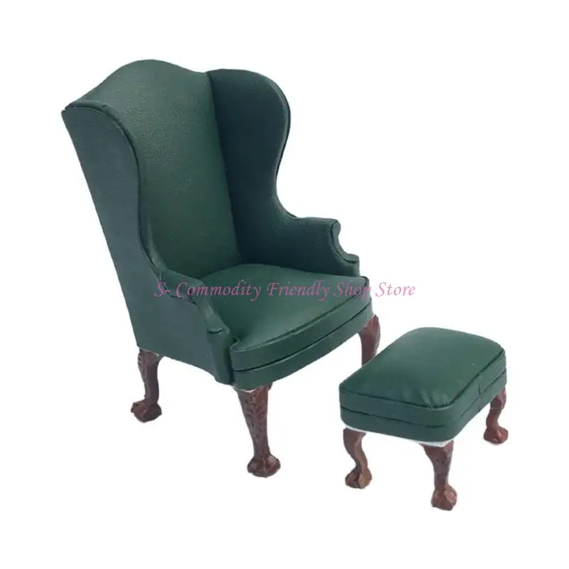 85AEベッドルームレザーラブシート/シングルソファミニチュア家具モデルドールハウスカウチアクセサリーリアルなプレイセット1:12
