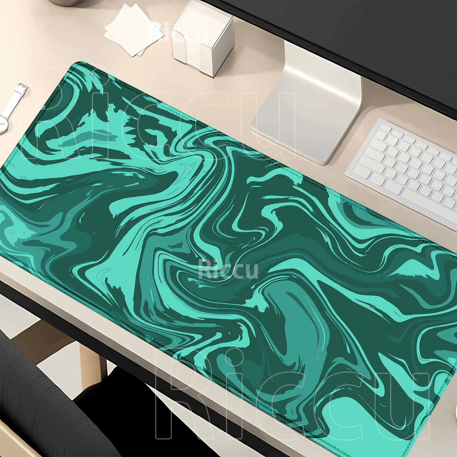 Strata Liquid Gaming Mousepad Large Size Non-slip Black and White Mouse Pad XXL Computer fluid Rubber Keyboard overlock Desk Mat