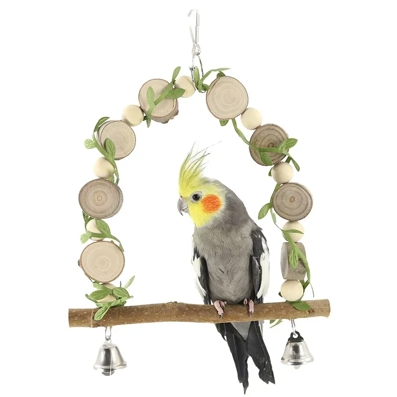 Parrot swing, tree branch, bird toy, tiger skin, peony, mysterious phoenix climbing, hanging ring, bird cage accessories