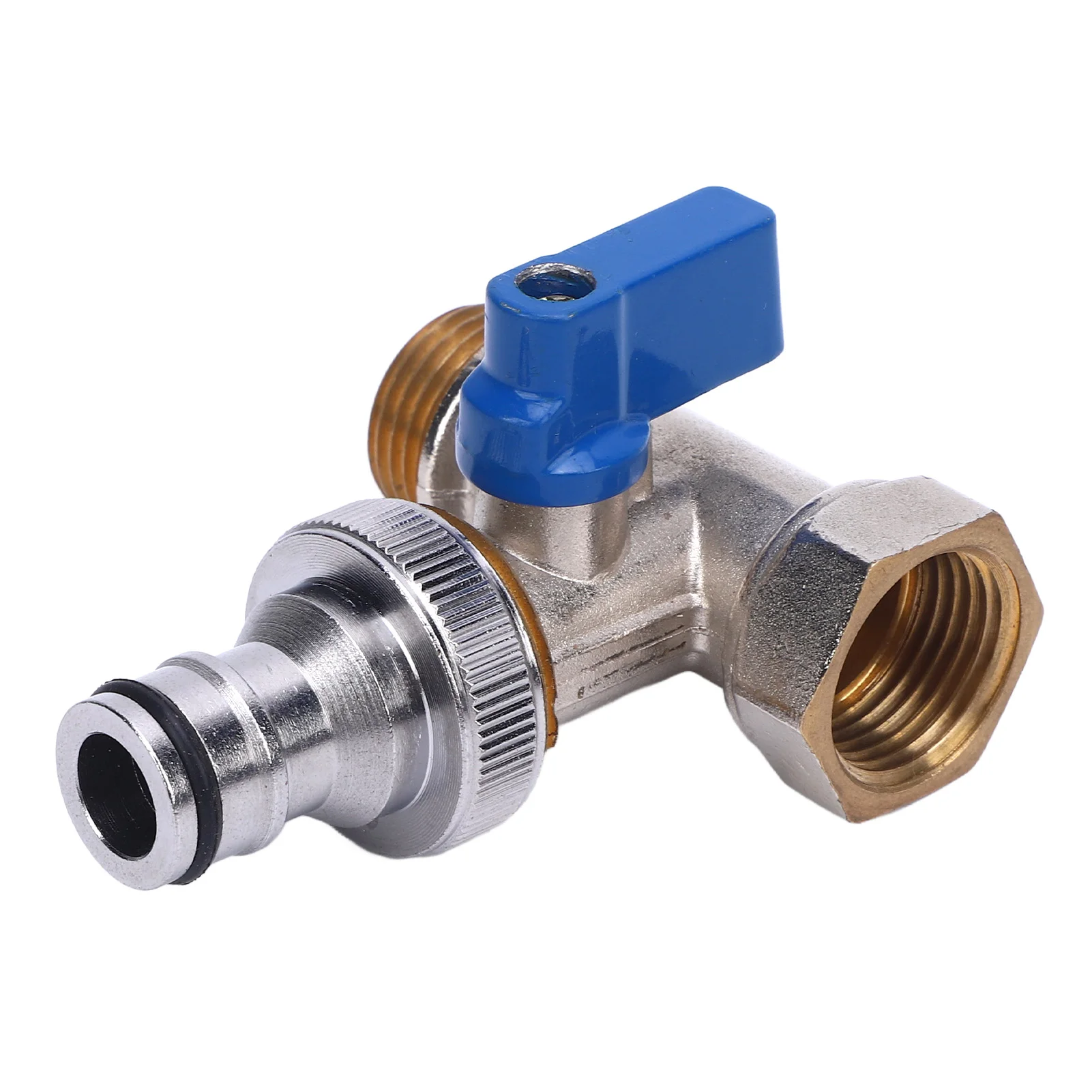 Quarter Turn Ball Valve Tee Connector Brass Angle Stop Valve G1/2 DN15 Female and Male Thread NPT 3/8 Inch 15mm Interface