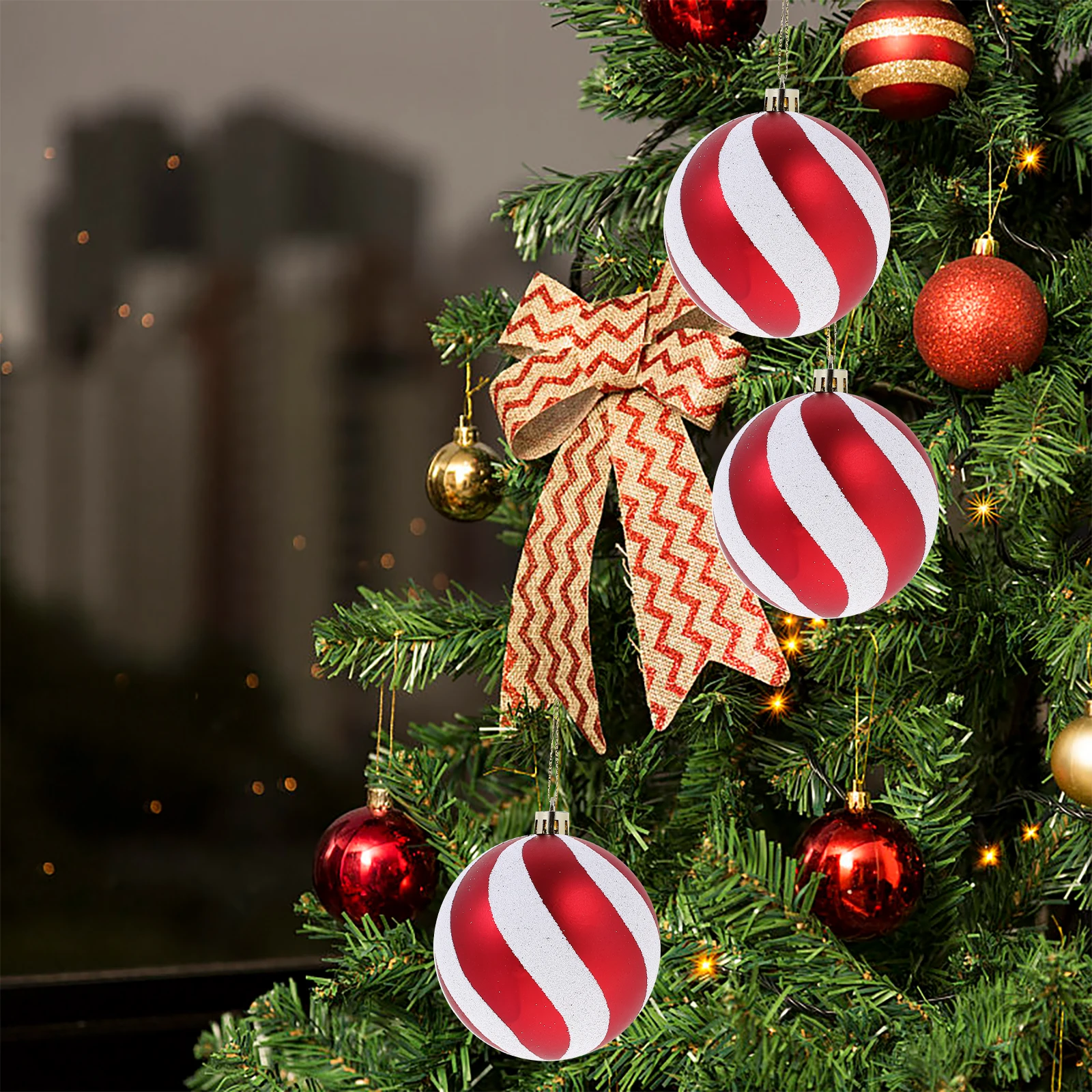 

6Pcs Christmas Tree Balls Shatterproof Xmas Ball Decorations Hanging Ornament for Home Window Ktv Coffee Shop Decor