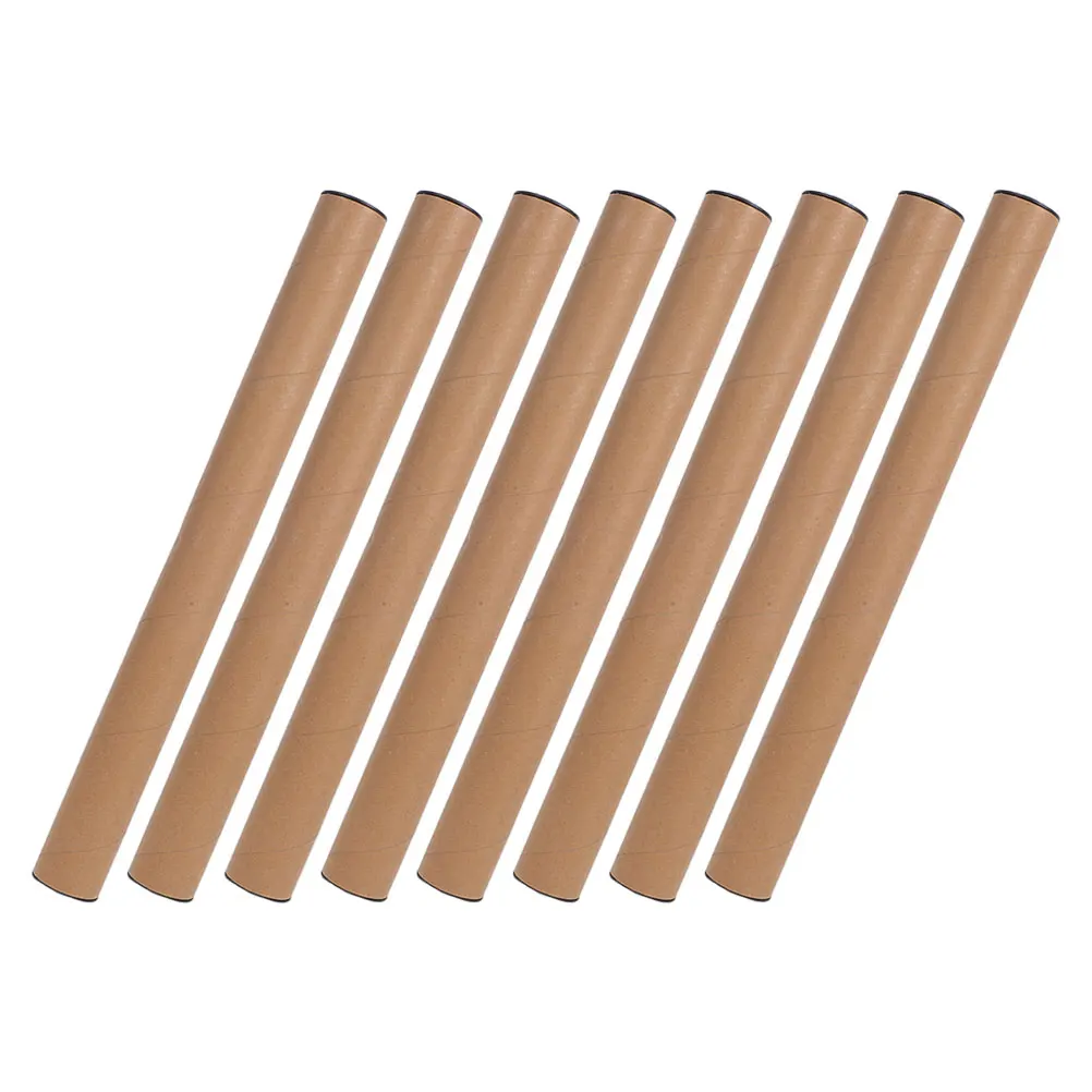 8pcs Kraft Paper Poster 40X4Cm Round Mailing Storage Tubes With End Caps For Artwork Documents Paintings Postal Packaging