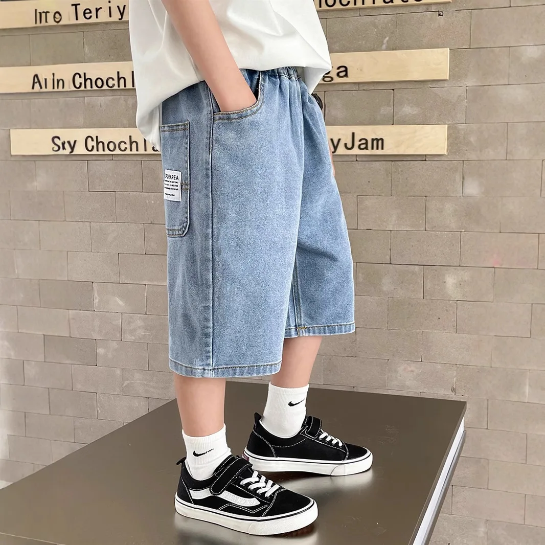 Boys Denim Shorts Summer Thin Loose Sea Mother's 2025 New Handsome Boys Trendy Brand Five-point Pants Summer Wear
