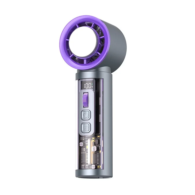 

Transparent mecha wind handheld high-speed turbine ice porcelain cooling small fan digital atmosphere night light