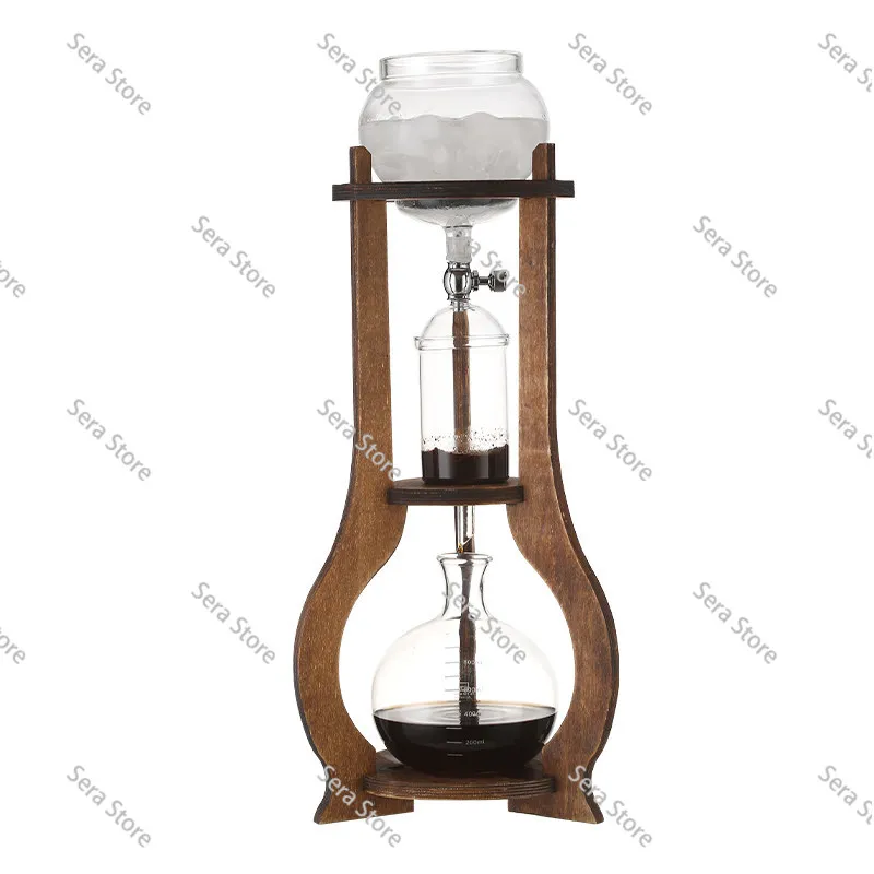 Cold Brew Coffee Maker Ice Drip Coffee Pot Wooden Frame Hand Brew Coffee Set Drip Type Brewing Pot Large Capacity