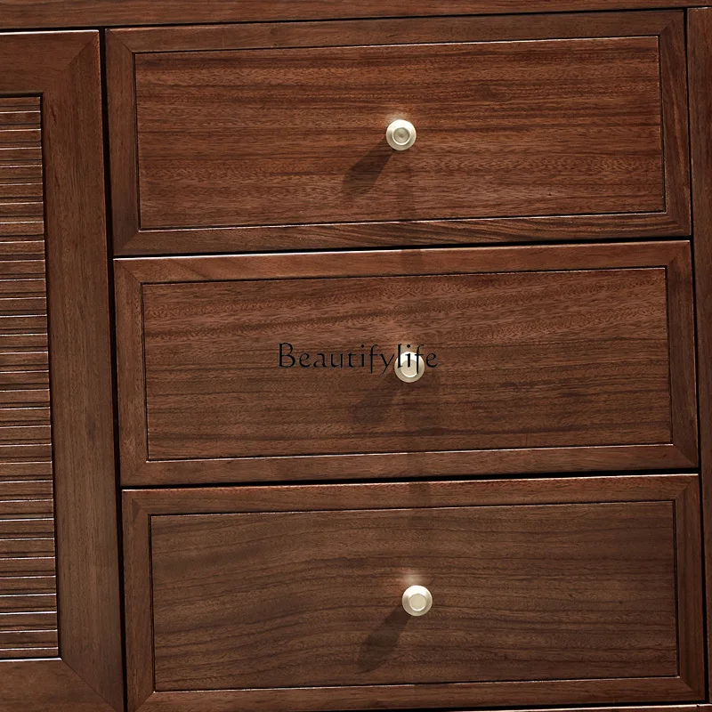Modern simple new Chinese-style solid wood dining side cabinet household storage cabinet