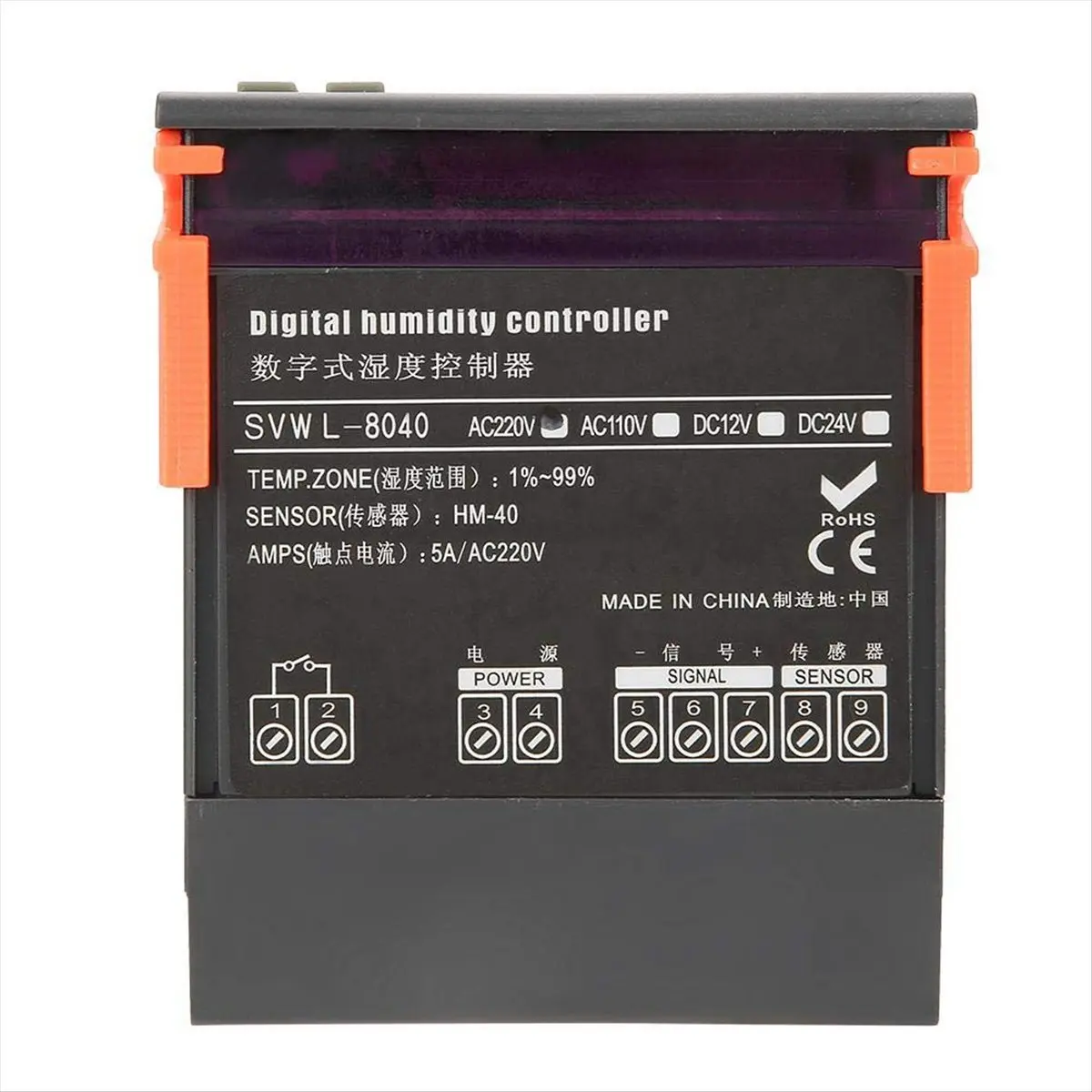 Humidity Controller SVWL-8040 220V LED Digital Air Humidity Control Meter with Temperature Sensor Probe 1%-99% RH