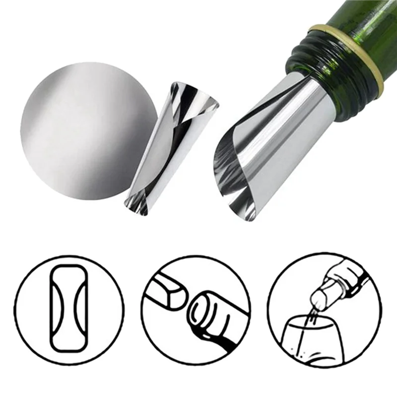 

ABGE-1200 Pcs 3 Inch Silver Wine Pourer Discs Drip-Proof Drip Pouring Pour Spout Pour Wine Thin Slice
