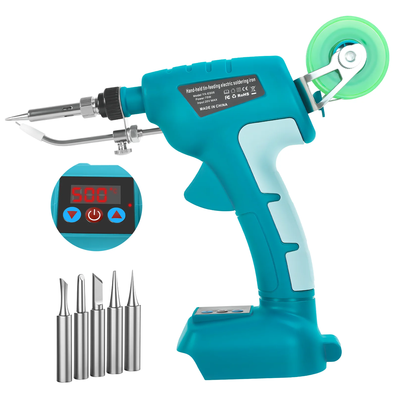 75W Cordless Soldering Iron Kit 200℃-500℃ Digital Display Electric Soldering Gun DIY Repair Tool for Makita 18V Battery Pin