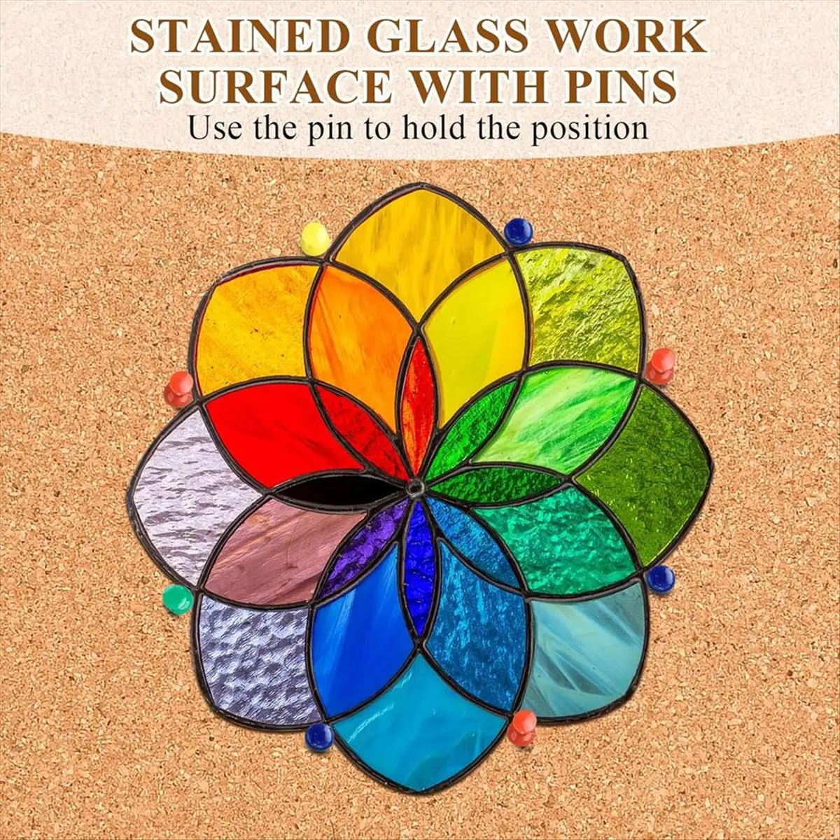 12x12in Heat Resistant Stained Glass Work stained glass kit Wood