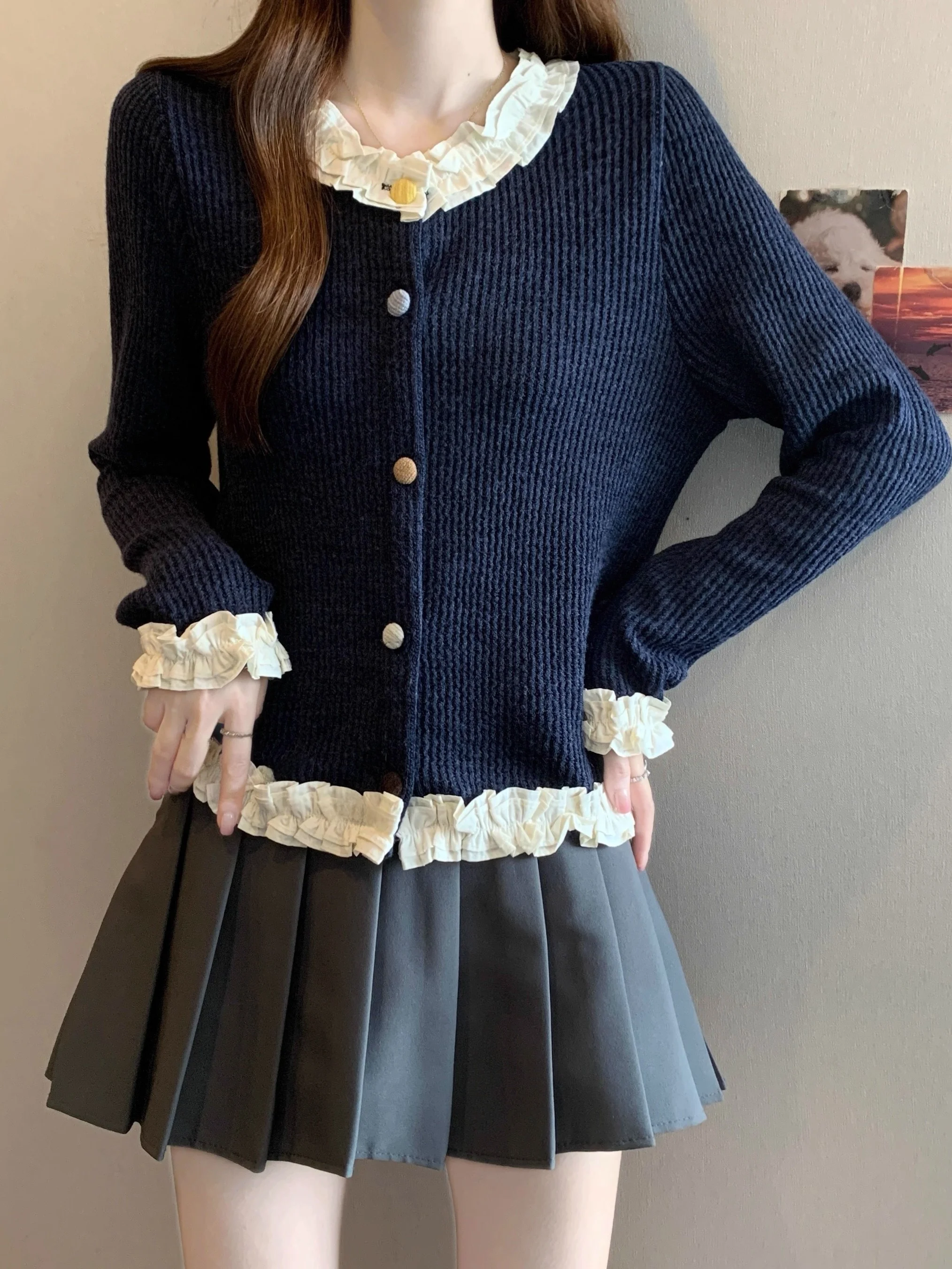 

Sweet Sle plus Size Women's Long Sve ort Cardigan irt round Ne Padded Breathable Comfortable Korean Version Office...